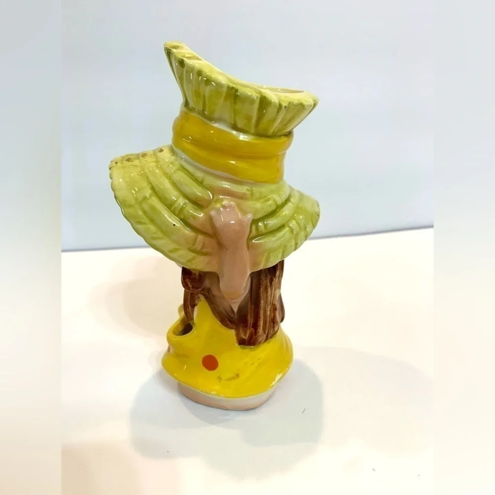 VTG Lefton Girl Head Vase Yellow Polka Dot 1960’s *Chipped * Read! MCM Style